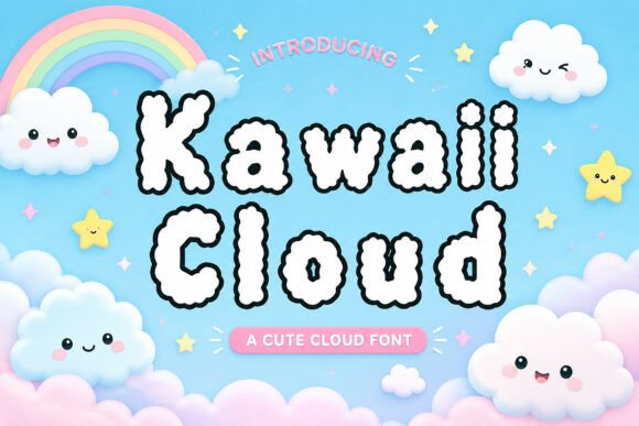 Kawaii Cloud: Elevating Cute Design with Playful, Puffy Typography
