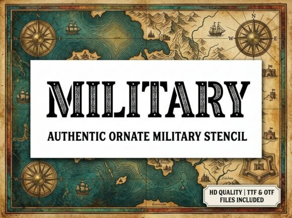 Military Font: Ornate Stencil Authority for Design