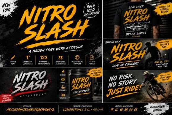 Nitro Slash: Bold Brush Font for Urban Design