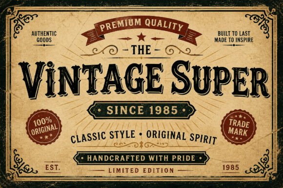 Vintage Super: Integrating Ornate Serif Typography into Modern Visual Identity
